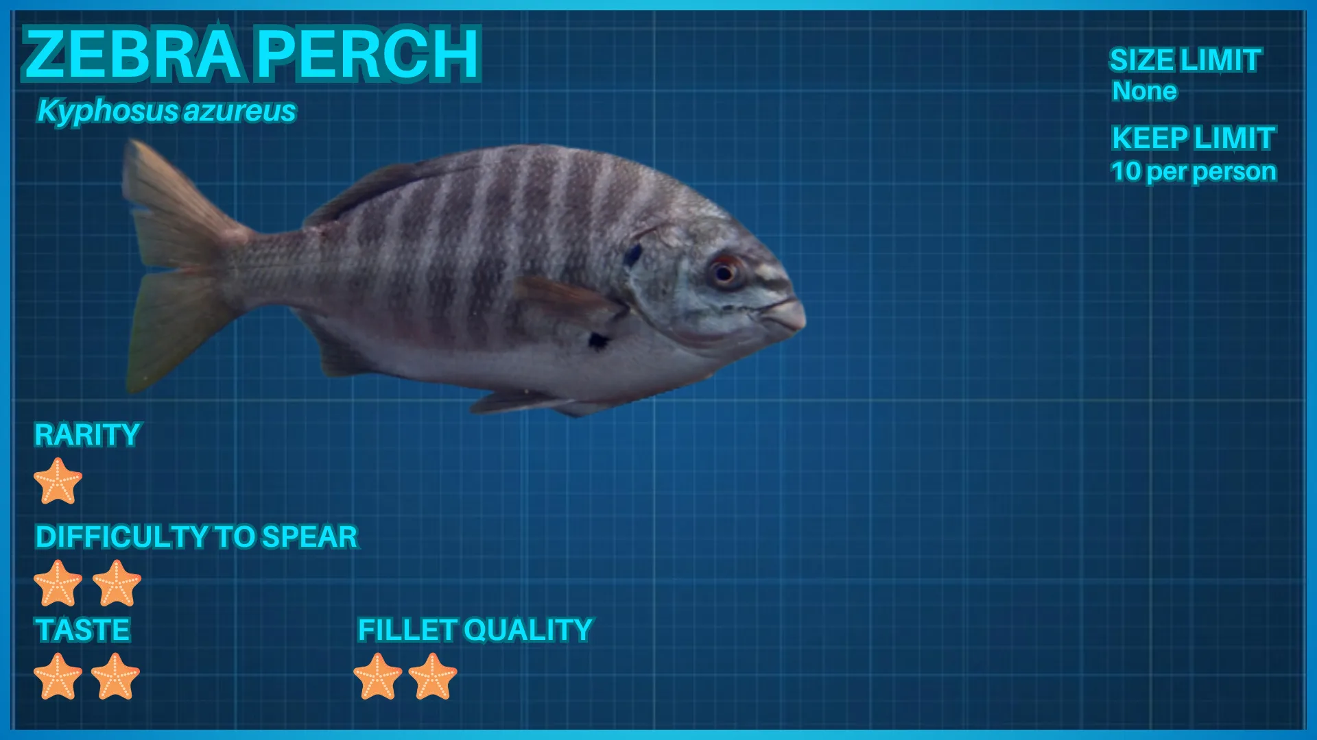 Zebra Perch fish ID card
