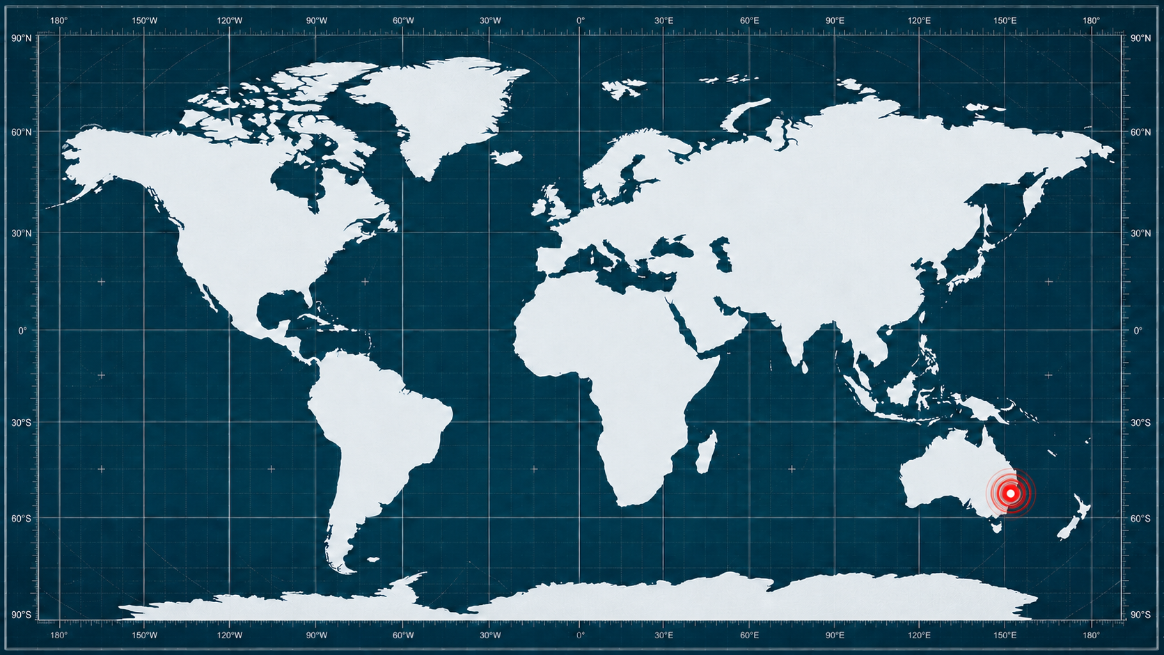 World map with a sonar-ping locator marking New South Wales, Australia