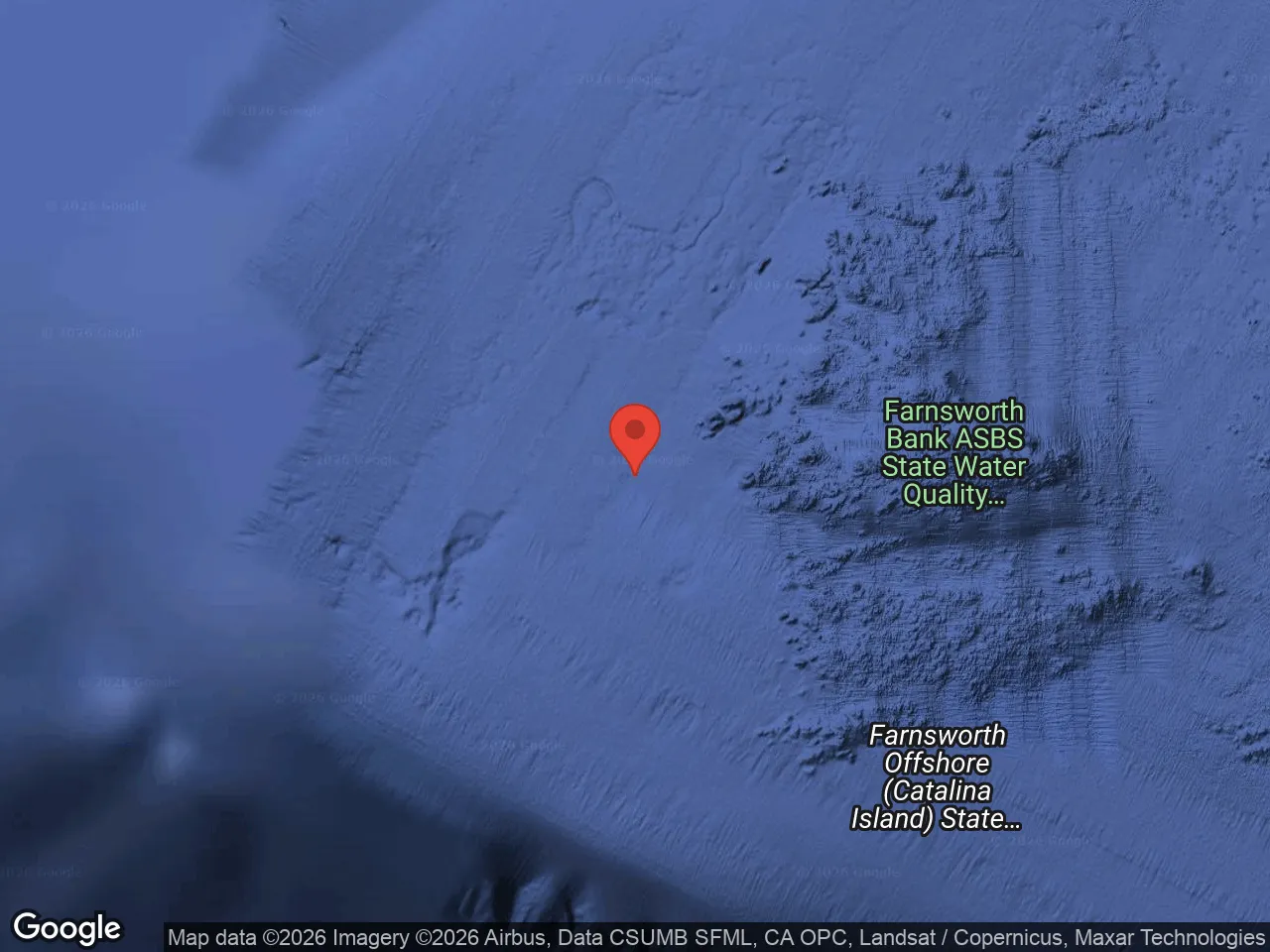 Map of Farnsworth Bank a mile and a half off Ben Weston Point on Catalina