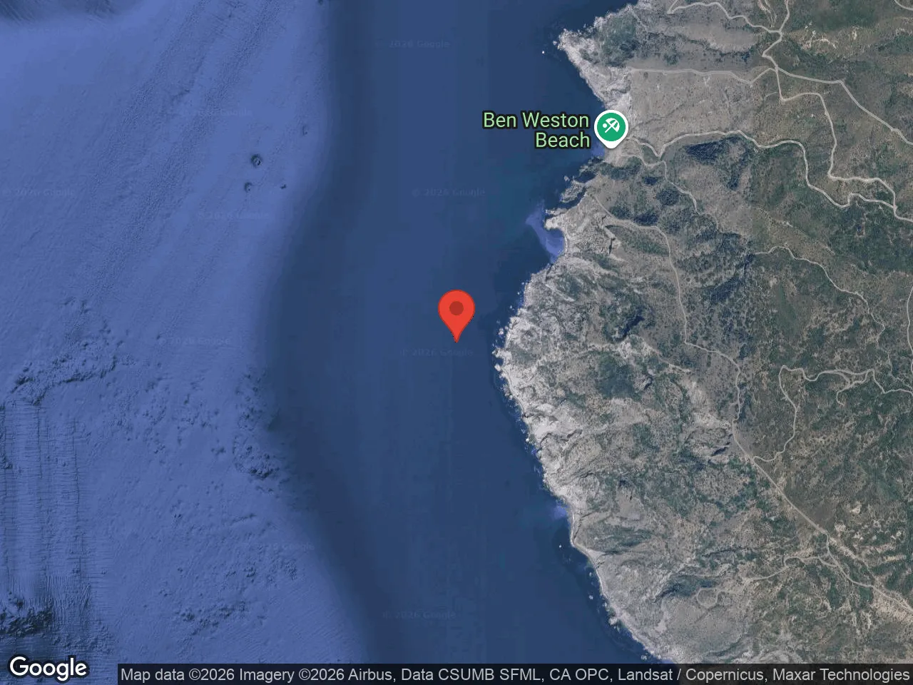 Map of Farnsworth Onshore SMCA off Ben Weston Point on Catalina
