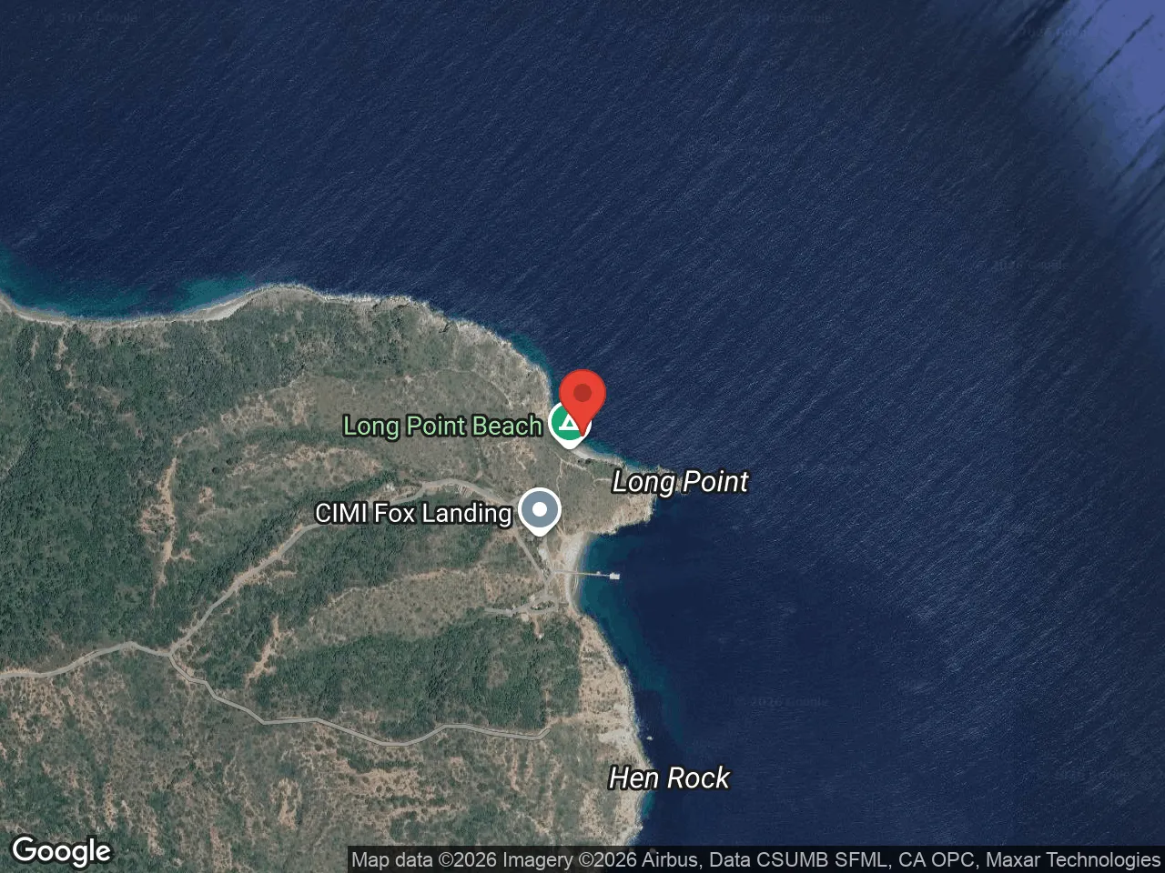 Map of Long Point five miles up the coast from Avalon on Catalina