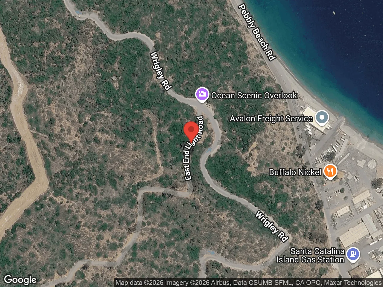 Map of Pebbly Beach east of Avalon on Catalina Island