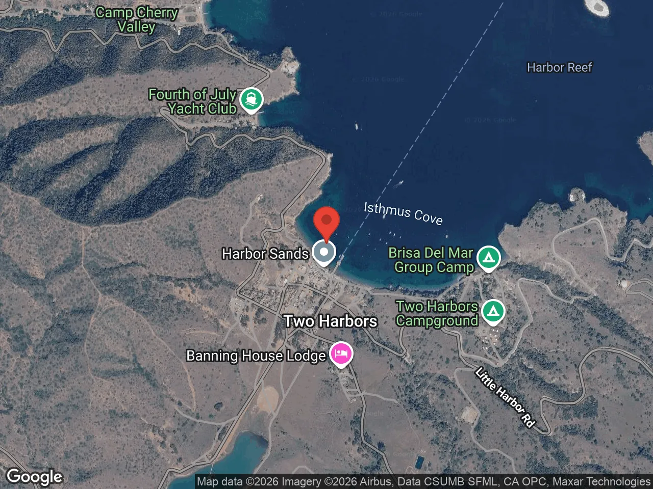Map of Two Harbors at the Isthmus of Catalina Island