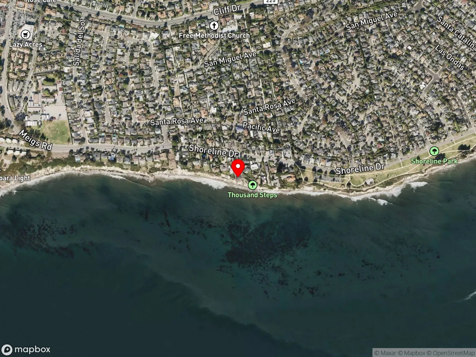 Map of Mesa Lane Beach