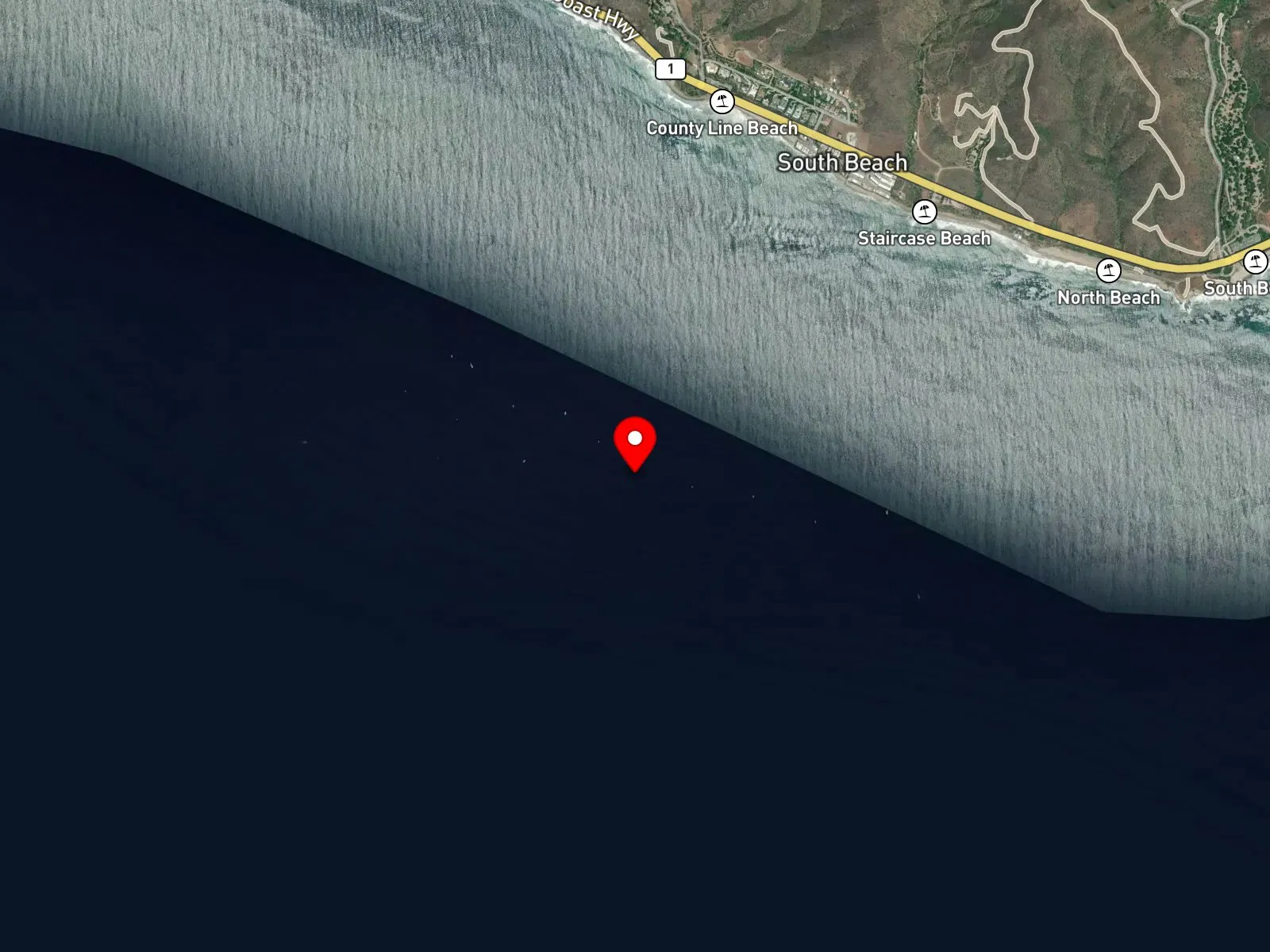 Map of the Deep Hole offshore reef complex off County Line Beach